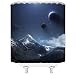 lovedomi Galaxy Rideau De Douche Espace Cosmique Planète Terre Espace Astronomie Neige Montagne Hiver Salle De Bains Décor À La Maison Séchage Rapide avec Crochets, Bleu Blanc