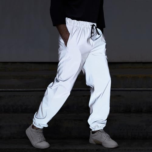Reflective Athletic Jogger Pants, Elastic Waist with Drawstring,3
