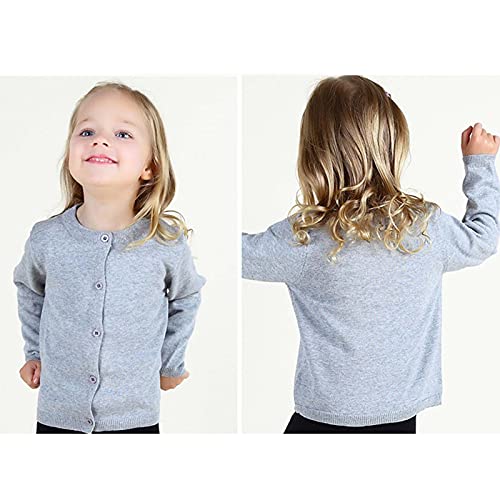 Baby Boys Girls Button Down Basic Crew Neck Solid Cardigan Toddler Fall Winter Knit Sweaters Coats School Uniforms Gray #TOP1