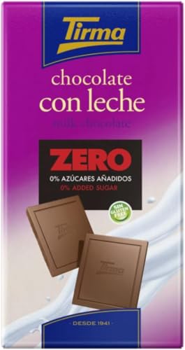 Tirma Zero Chocolate con Leche sin Azúcares Añadidos | Chocolate sin Gluten | Apto para Diabéticos | 125g (Paquete de 5)