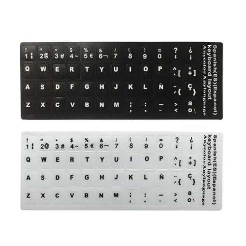 HABNI 6 Pcs Pegatinas Para Teclado Español De Repuesto Adecuadas Para Cualquier Teclado Estándar De Computadora Portátil(Negro Y Blanco Mate)