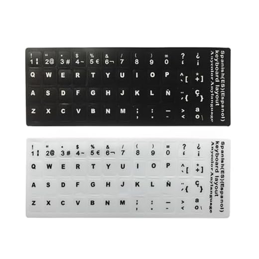 HABNI 6 Pcs Pegatinas Para Teclado Español De Repuesto Adecuadas Para Cualquier Teclado Estándar De Computadora Portátil(Negro Y Blanco Mate)