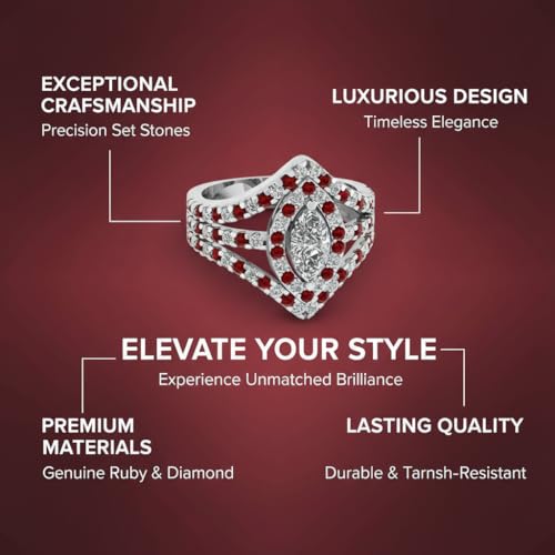 Image of Choose Your Gemstone Royal Empress Ring 925 Sterling Silver Marquise Shape Halo Engagement Rings Ornaments Surprise for Wife Symbol of Love Clarity Comfortable US Size 4 to 12