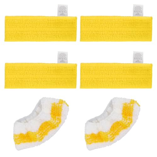 GreeSuit Lot de 6 Chiffons de Rechange en Microfibre Compatible avec Karcher Easyfix SC 1, SC 2, SC 3, SC 4, SC 5 Nettoyeurs Vapeur, 4 lingettes et 2 bonnette
