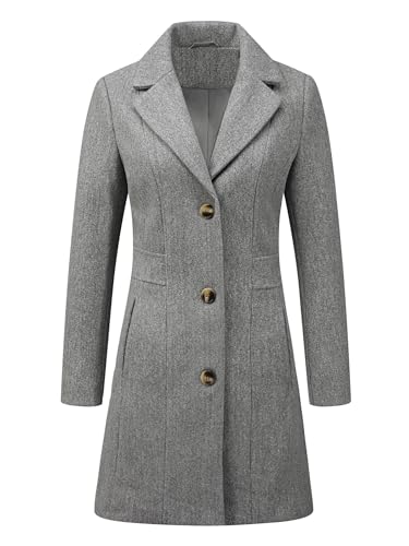 Image of Allegra K Womens Winter Elegant Pea Coat 2026 Single Breasted Long Overcoat | Notch Lapel Collar, Warm, Work Office Trench Coats,Outwear Outfit