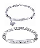 aplusashop ID Edelstahl Armbander mit Gravur nach Wunsch Partnerarmbänder Nr.3 mit Box NEU (Silber)