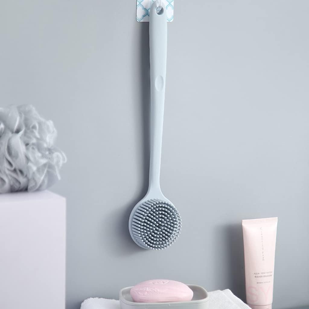 Double Sided Silicone Back Scrubber Multifunctional Bath Shower Body Massage Shampoo Brush With Long Handle