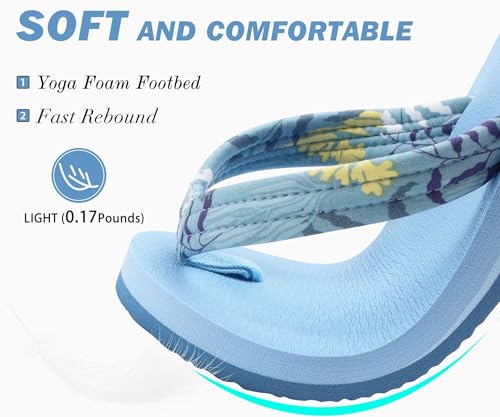 Image of KuaiLu Womens Arch Support Flip Flops Ladies Comfort Lightweight Soft Yoga Mat Cushion Walking Thong Sandals