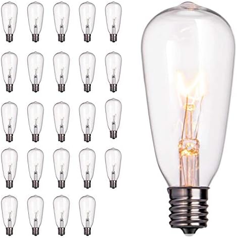 Brightown 24-Pack Edison Replacement Light Bulbs,7-Watt E17 Screw Base ST40 Replacement Clear Glass Light Bulbs for Outdoor Patio ST40 String Lights, Warm White