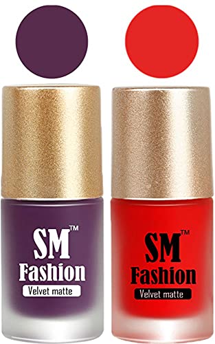 Image of Nail Polishes, Purple-Red Velvet Matte Nail Paint Combo Set of 2 Pcs 7ml each