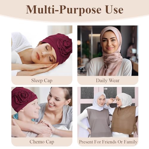 THQAE 2 PCS chemo kopfbedeckung damen, kopftuch damen, turban damen, Chemo-Kopfbedeckungsset für Damen, atmungsaktive Krebs-Kopfbedeckung, elastische Chemo-Hüte für Frauen mit Haarausfall