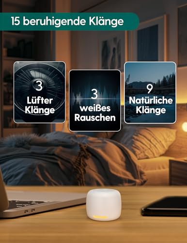 image for Babelio White Noise Sound Machine, Night Light, Mini and Portable, 15 