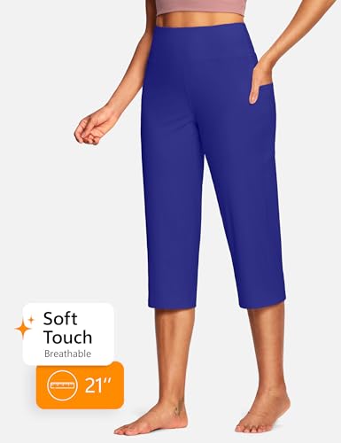 Image of ISEEGZ 15 inch / 18 inch / 21 inch / 25 inch Capri Pants for Women High Waist with Pockets Women's Capris Workout Yoga Pants Loose Straight Leg