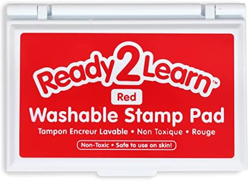 READY 2 LEARN Washable Stamp Pad - Red - Non-Toxic - Fade Resistant - Perfect for Scrapbooks, Posters and Cards - New and Improved 2022 Version