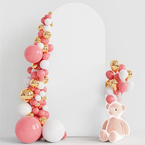 Wokceer 6FT Wedding Arch Cover Spandex Fitted Wedding Arch Stand Covers Round Top Chiara Arch Backdrop Cover for Birthday Party Ceremony Banquet Decoration White