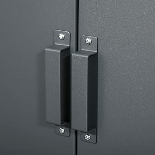 HOMCOM Armario de Almacenamiento Aparador de Metal con Doble Puerta Cierre Magnético y 2 Estantes Ajustables para Oficina Salón Dormitorio 75x33x110 cm Gris - imagen 8