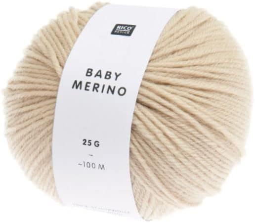 Rico Baby Merino DK Baby Wool, Colour 02 Natural, Pure Merino Wool for Knitting or Crocheting