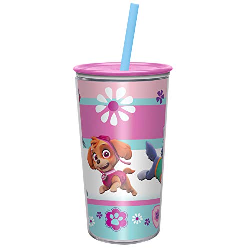 Zak Designs Paw Patrol - Embossed DW Tumbler with Durable Straw - Fully Wrapped Inner Artwork Makes Your Favorite Characters Pop Out, Press-In Lid Keeps Liquids In (10.5oz, BPA Free)