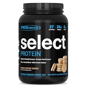 PEScience Select Protein, Peanut Butter Cookie, 27 Servings, Premium Whey and Casein Blend, 31 oz