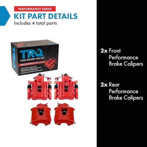 Image of TRQ Front and Rear Brake Caliper Set Performance Coated Brackets Compatible with 1998-2010 Volkswagen Beetle 1999-2006 Golf