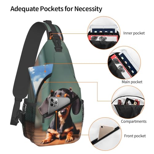 Bolso cruzado de hombro con estampado de perro salchicha miniatura 4