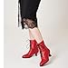Yremael Women's Victorian Ankle Boots - Mid Calf, Round Toe, Red, Chunky Heel, Lace Up Witch & Knight Boots
