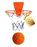 Silent Basketball and Hoop Set, Indoor Basketball Hoop for Kids and Toddlers, Quiet Basketball Dribbling No Noise, Mini Foam Basketball for Door or Wall Mounted, Indoor Dribble and Shoot(Wired Orange