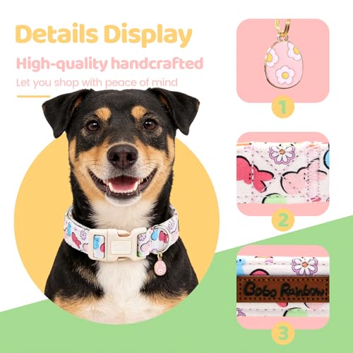 Image of Dog Collars, Easter Colorful Rabbit Print Pet Collar Holiday Cute Durable Adjustable Pendant Gift Collar with Quick Release Plastic Buckle for Large Dogs