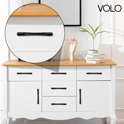 Image of VOLO Wardrobe Cabinet Handle - Sleek Pull Handle for Drawers, Wardrobes, Sliding Doors, and Cabinets in Kitchen, Bedroom, and Office (R-241) (1, Black, 96MM (4 Inch))