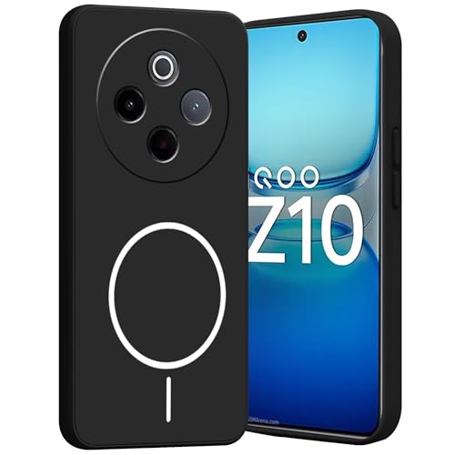 Image of Bintage Macc-Safe Print Rubber Candy TPU Cloth in-Side | Camera Protection Matte Finish Soft Back Cover Case Compatible for IQOO I2407 / Z10 5G /Vivo T4 5G - Black