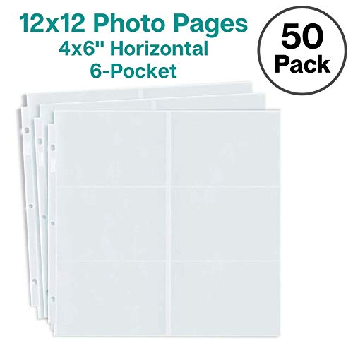 Dunwell 12x12 Scrapbook Page Protectors, 4x6 Photo Sleeves & Photo Album Refill Pages, 50-Pack Horizontal Layout, Holds 600 Pictures, Fits 12x12 3-Ring & D-Ring Albums, Compatible with Pioneer & WRMK by Dunwell - Image 7