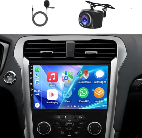9 inch Car Radio for Ford Fusion Mondeo 2013 2014 2015 2016 2017 2018 2019 with Wireless CarPlay Android Auto WiFi Bluetooth FM RDS GPS DSP SWC+Backup Camera [2+32G]