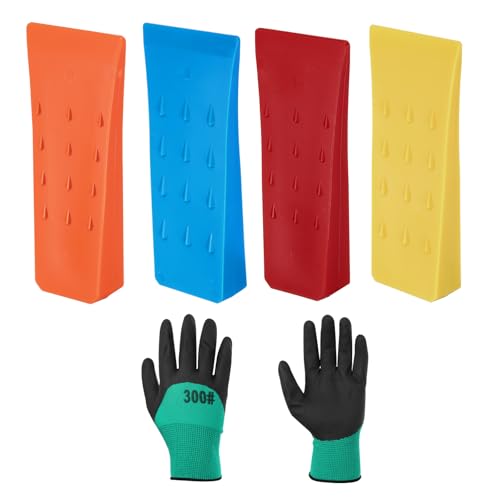 QUARKZMAN Cunei da Abbattimento in Plastica 4pz Cuneo Anteriore ABS 152 mm Cuneo Spaccalegna per Legna con Guanti Cuneo Abbattimento Accessori Forestali Foresta, Quattro Colori