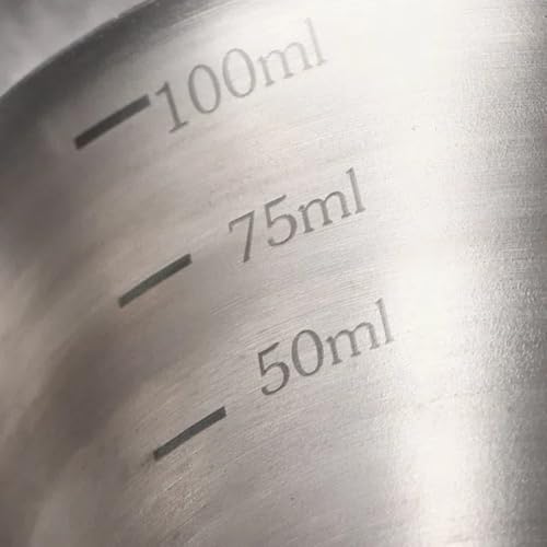 WUZIA Set of 2, 100ml Espresso Extraction Cups with Measurement Scale, 304 Stainless Steel Coffee Measuring Cup for Home & Café, 7.5x4.5cm Durable Ounce Cup (Silver) - Image 2