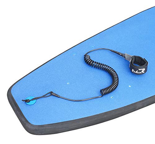 Rokia R Surfboard Leash-Curly Surfboard Leash,Longboard Surfboard&Paddleboard 5mm Replacement Leash with 10ft| Black and Blue - Thumbnail 4