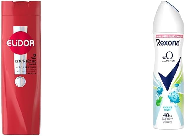 Elidor Saç Bakım Şampuanı Brezilya Keratin Terapisi 400 ml + Rexona Kadın Sprey Deodorant Ocean Fresh%0 Alüminyum 150 ml
