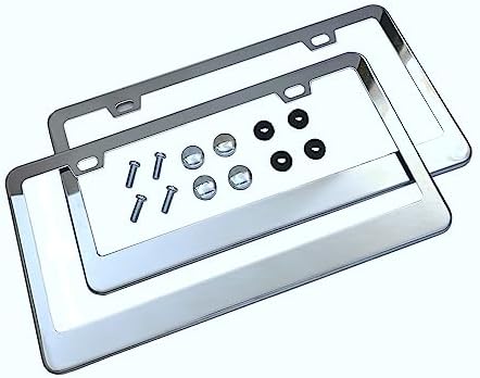 Chrome License Plate Frame Chrome Stainless Steel License Plate Frame - Universal Fit With Screw Caps, 6-Month Warranty Stainless License Plate Screws - Foto 6