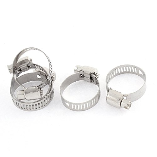 Aexit Adjustable 16mm-25mm Clamps Range Band Stainless Steel Worm Hose Clip Clamp Strap Clamps 5 Pcs