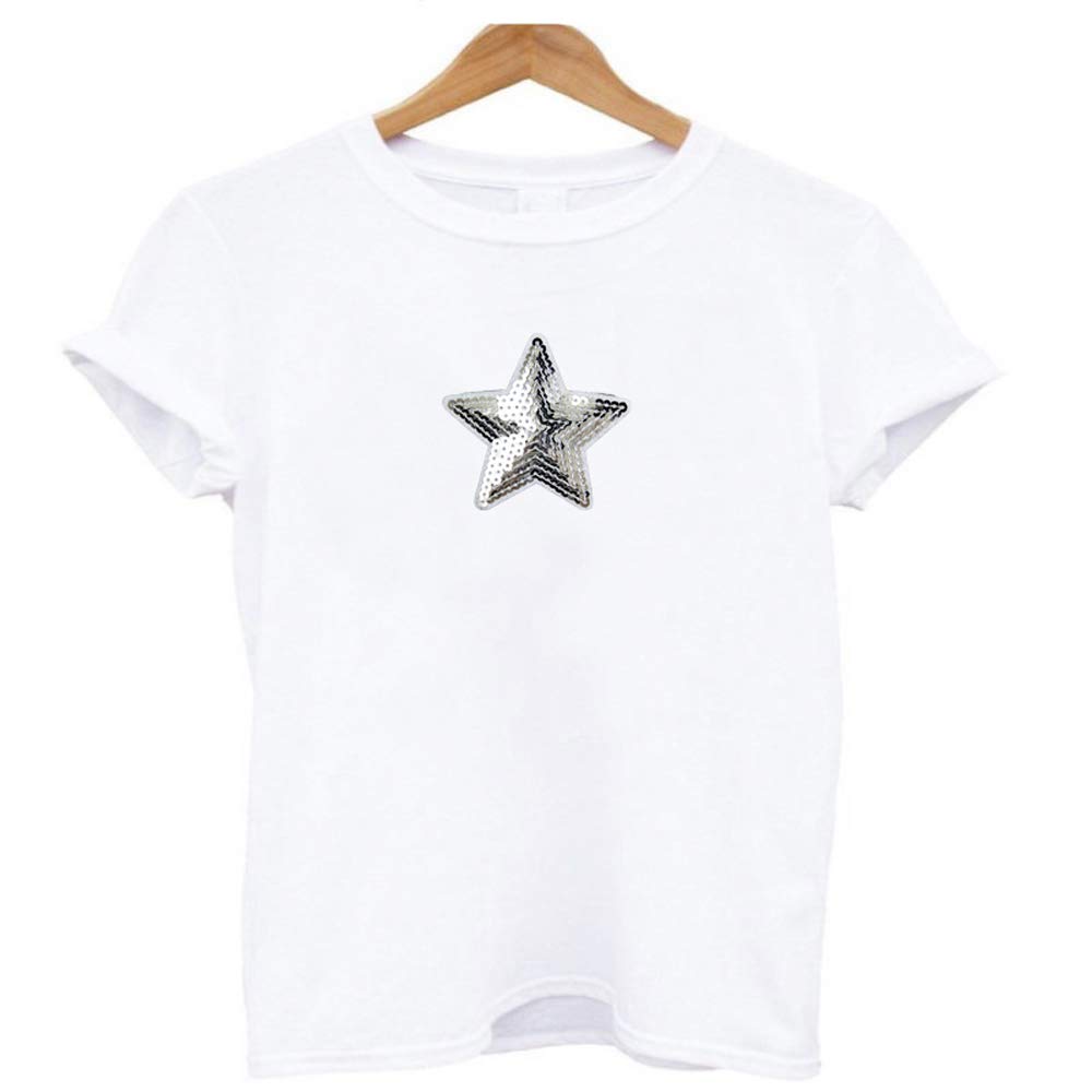 Nifocc Stars Appliques Sequin Sliver Stars Embroidered Patch Iron On Patches Sewing Applique Stickers Patch for Clothes Jeans Jackets Hats Bags Backpacks Shoes Decorations 10 Pcs