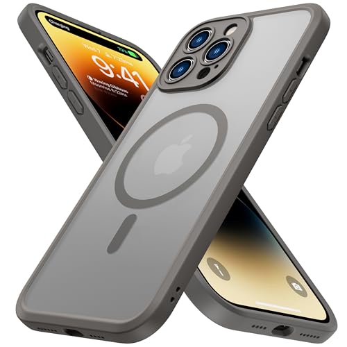 ImpactStrong Magnetic Guard Designed for iPhone 14 Pro Max Case [Camera Protection] [Military Grade Drop Tested] [Compatible with MagSafe] Slim Translucent Matte Phone Case (6.7) - Gray