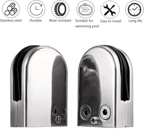 Abrazadera de piso de vidrio en acero inoxidable con espiga ajustable 6