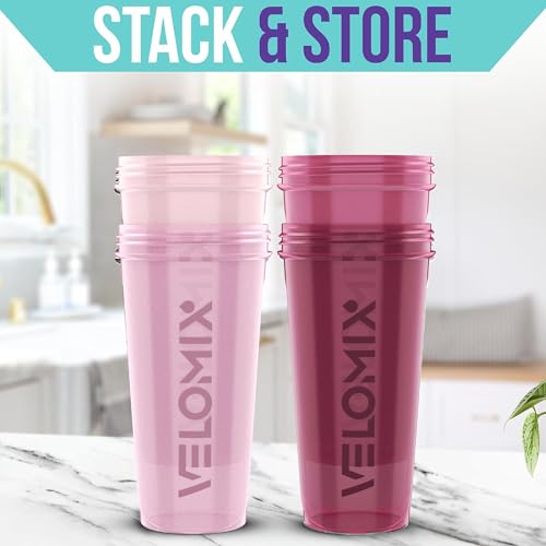 Image of VELOMIX 24 oz Stainless Steel Shaker Bottle with Wire Whisk - Leakproof, No Clumps, Odor Resistant Metal Shaker Bottle, Shaker Cups for Protein Shakes, Pre Workout and Smoothie (Burgundy Frost)