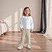 Dcohmch Baby Girl Corduroy Pants Fashionable Frill Hemmed Solid Color Ankle Length Trousers Daily Wear (Khaki, 12-18 Months)