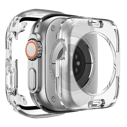 YUGYUG �Ή� Apple Watch �P�[�X 49mm �A�b�v���E�H�b�` �E���g��3/2/1 �J�o�[ �h�� 2 in 1 �O��̕ی� �K���X�t�B���� ��̌^ ���{���Ɏq�� �����x�^�b�` �L�Y�h�~ PC�f�� �S�ʕی� ��d�\�� ���ϋv �����ߗ� ������