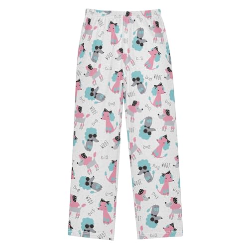 ZZXXB Cool Poodle Woof Boys Long Pants Soft Trousers Elastic Waist Kids Lounge Bottoms with Pockets S-XL