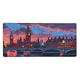 マウスパッド 40cm X 75cm ビッグベン 鼠标垫 英国 大型 ゲーミング エッジステッチ 滑り止めゴム台座 オフィス適用 デスクパッド 表面は滑らかである 防水耐久 パソコンパーツ、ゲームやオフィスの精度とスピードを高めるギフト