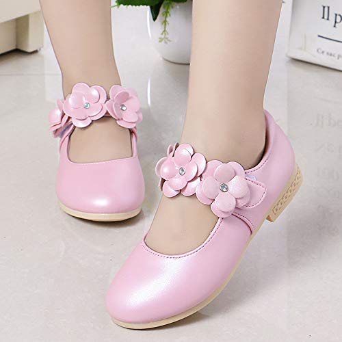 Girls’ Sweet Flower Ankle Strap Princess Dress Mary Jane Flats Shoes Pink Size 8.5M4