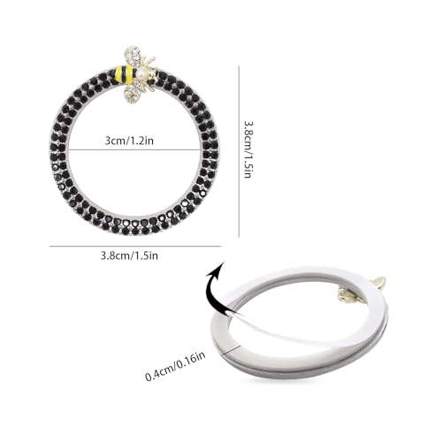 Image of ORIESSE Bee Car Accessories,Engine Start Button Black Ring | Girly Push Start Stop Button Decor, Bling Ignition Ring Charm,Cute Car Gift