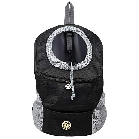 DesignSter Dog Carrier Backpack Portable and Comfortable Pet Carrier, Breathable Double Shoulder Dog Pet Bags Backpack, Travelling Pet Holder Bag for Biking, Hiking, Trip, Shopping (L) Cover