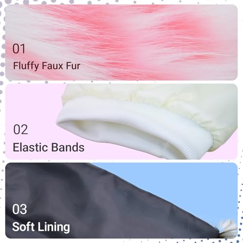Image of Tie Dye Women Furry Leg Warmers Faux Fur Boot Covers Fluffies Cuffs, 15.7 inch Tall